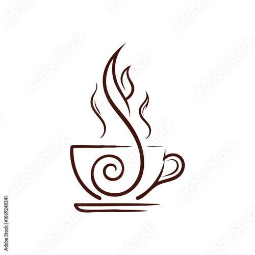 Warm Coffee Cup Art. Elegant graphic of a delightful hot beverage. The rising vapor embodies coziness and a serene, comforting moment.