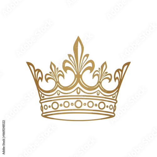 Classic Golden Crown Illustration. Elegant monarchic symbol on a dark background. This exquisite emblem conveys royalty, power, and timeless opulence for prestigious designs.