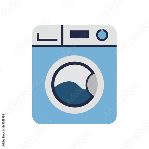 Washing Machine Icon Home Laundry. This minimalist flat design depicts a household clothing cleanser. Ideal for representing cleanliness, hygiene, domestic routine, and modern living.