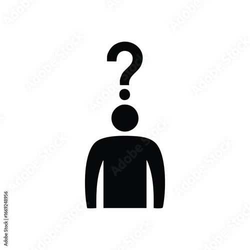 Enigmatic Human with Question. A subtle dark profile of an individual with a hovering query symbol. It embodies feelings of doubt, mystery, and contemplation about the unknown.