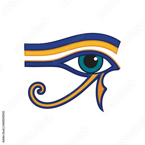 Sacred Eye of Horus Ancient Icon. This revered Wadjet symbol represents protection, healing, and prosperity. It embodies completeness, royal authority, and divine insight.