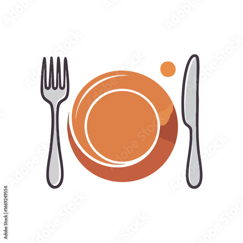 Modern Dining Setting Illustration. Stylish graphic of a meal arrangement. The design subtly hints at food photography or capturing delicious moments, ideal for culinary blogs or restaurant branding.
