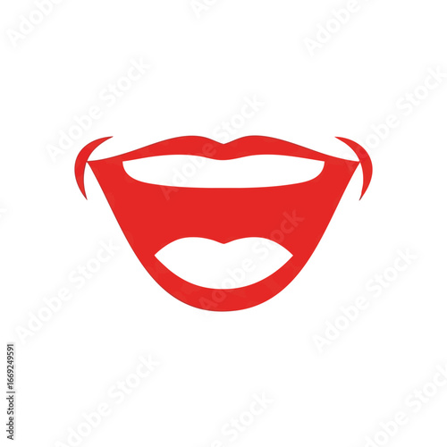 Joyful Red Lips Laughter Graphic. A bold graphic illustration of a wide open mouth, radiating immense happiness and positive energy. Perfect for concepts of cheer, delight, and communication.