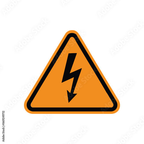 Electrical Danger Warning Triangle. Vibrant orange emblem signals high voltage hazards. This symbol conveys an urgent need for precaution, representing safety awareness.