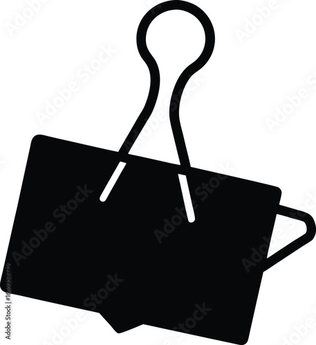 Vector black binder clip icon