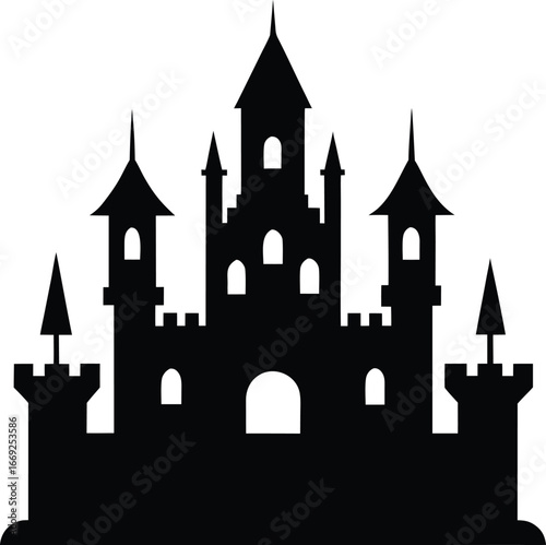Black castle silhouette vector