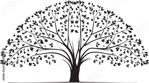 tree silhouettes of various trees on white background