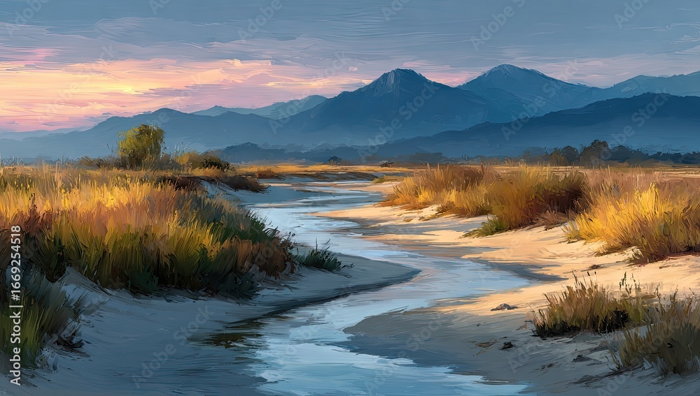 Fototapeta premium Mountain Stream at Dusk