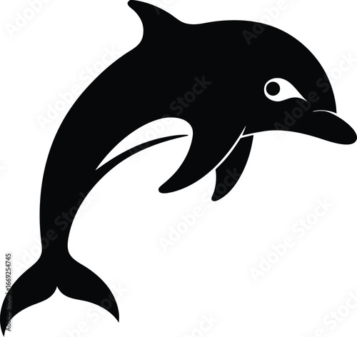 Black dolphin icon vector
