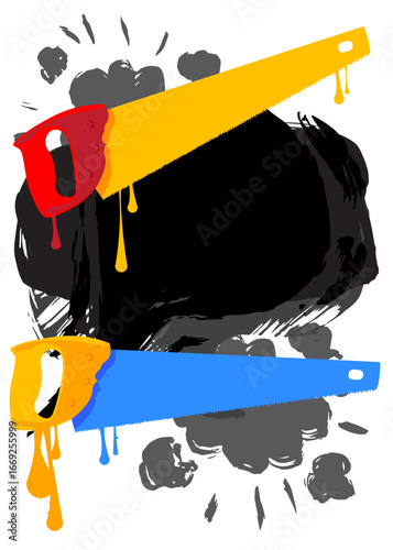 Saw graffiti. Abstract modern street art decoration performed in urban painting style.