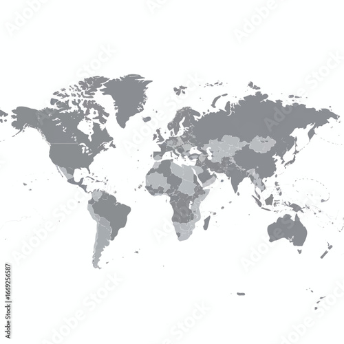 World map on white background. World map template with continents