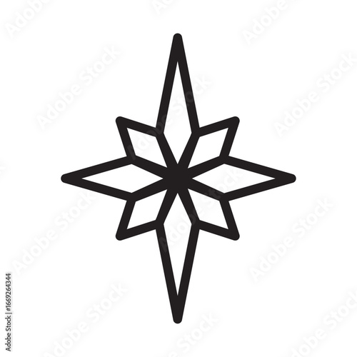 North star icon for navigation and celestial night sky illustration
