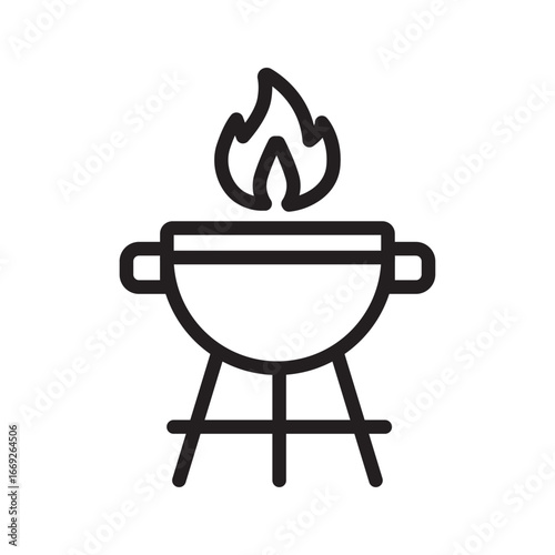 Barbecue icon for outdoor grilling and cooking illustration
