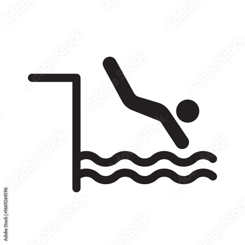 Diving icon for underwater swimming and aquatic sports 
