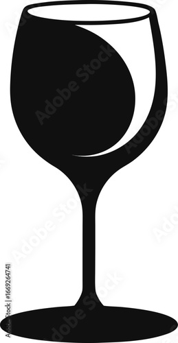 Black wine glass icon vector