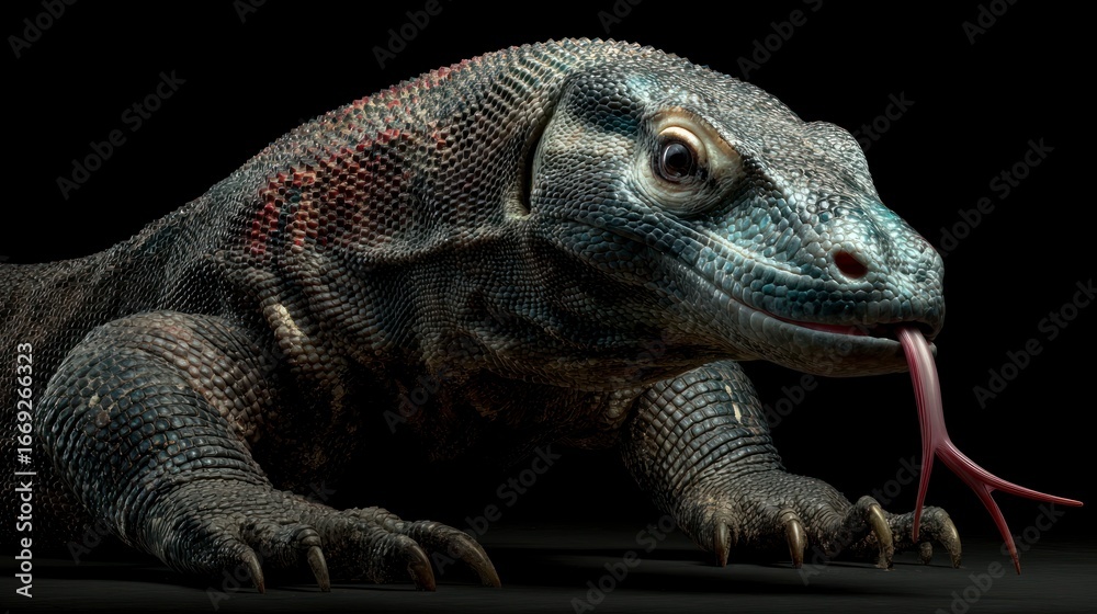 Obraz premium Komodo dragon closeup view