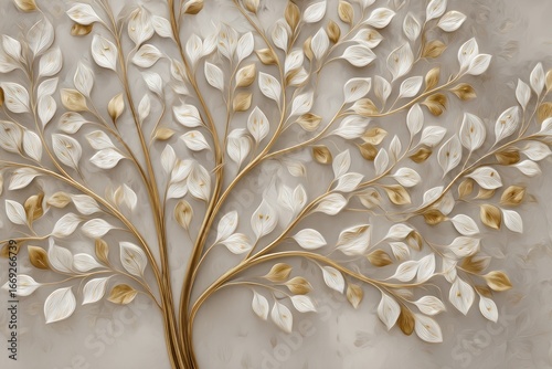 Elegant tree with golden branches and leaves a luxurious nature inspired design for wall art and home decor