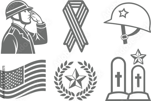 vector illustration of a Veterans Day Icon Set – Flat Style