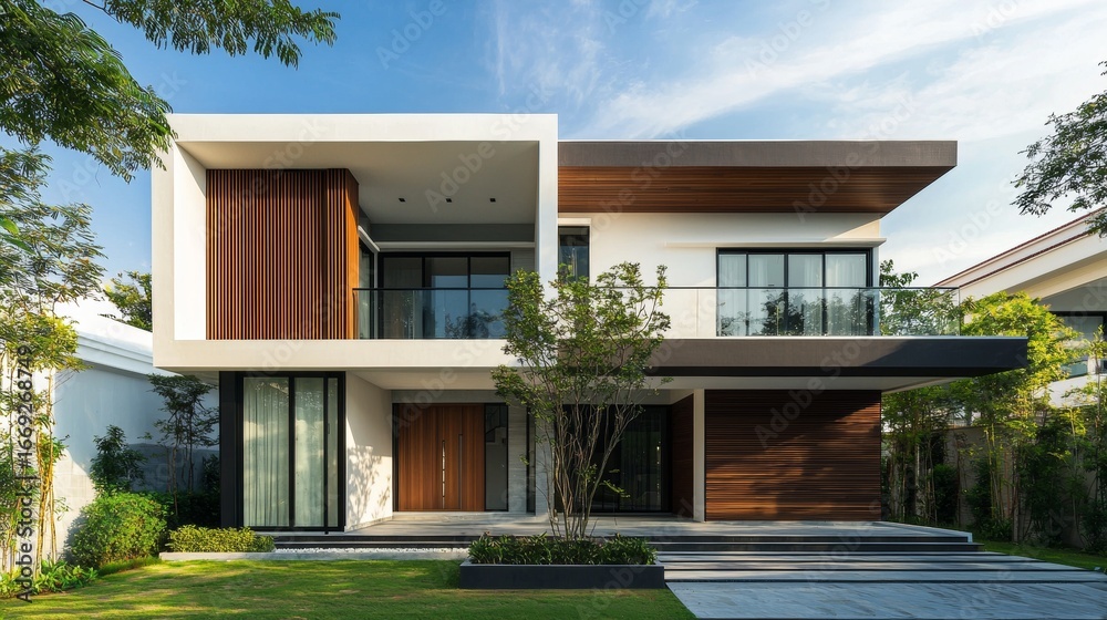 Fototapeta premium modern minimalist house architecture contemporary design