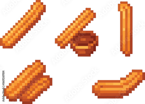 churros cake pixel art, eps 10 illustration