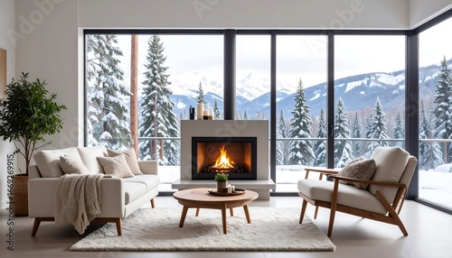 Cozy mountain cabin living room.