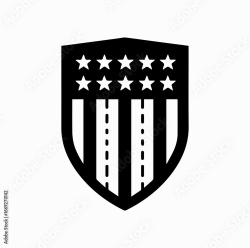Stars and Stripes Shield Silhouette – Patriotism and National Pride Symbol Vector