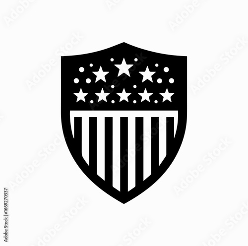 Stars and Stripes Shield Silhouette – Patriotism and National Pride Symbol Vector