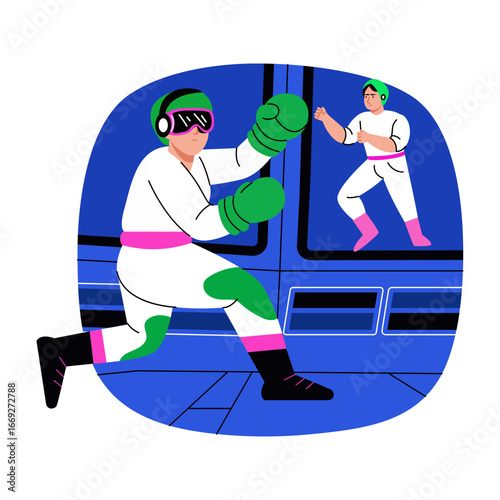A flat style illustration showing female yoga