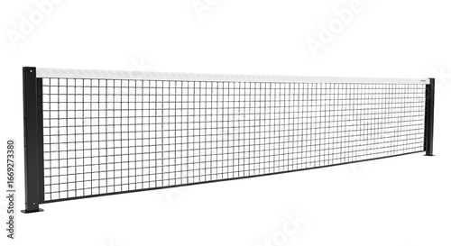 Black tennis net isolated on white background, sports equipment for tennis courts and play