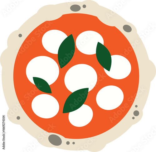 Illustration de pizza margherita tomate mozzarella basilic