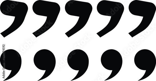 Quotation Marks Set in Black Silhouette Style on White Background silhouette