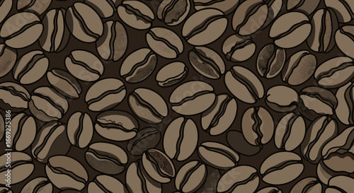 Coffee Beans Seamless Pattern in Brown Colors