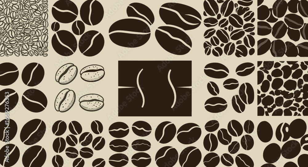 Obraz premium Coffee Beans Seamless Pattern in Brown Colors