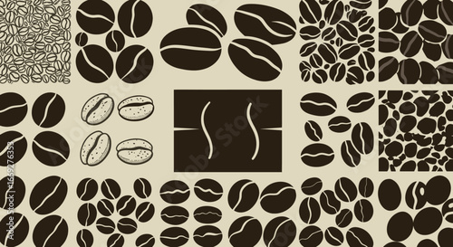Coffee Beans Seamless Pattern in Brown Colors