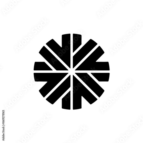 Abstract snowflake icon symbolizing winter, cold, and festive holiday cheer, perfect for seasonal branding.