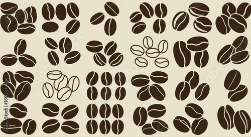 Coffee Beans Seamless Pattern in Brown Colors