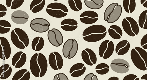 Coffee Beans Seamless Pattern in Brown Colors