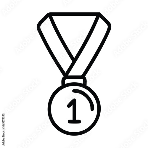 Vector medal icon with number 1