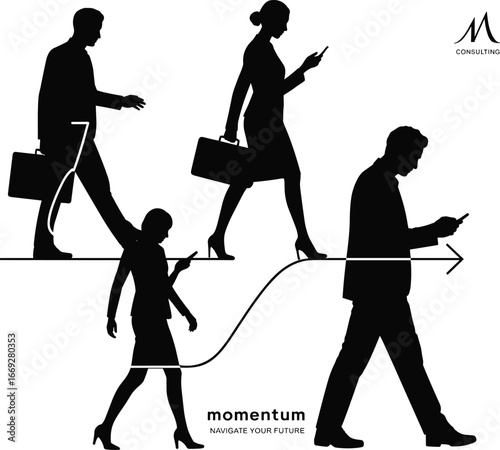 Business consulting illustration, teamwork success concept, professional growth design, corporate strategy vector, momentum graphic, future direction, leadership development, progress innovation