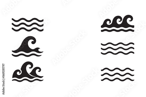 Wavy lines. Set of wavy horizontal lines. Wavy zigzag lines. Zig-zag vector elements