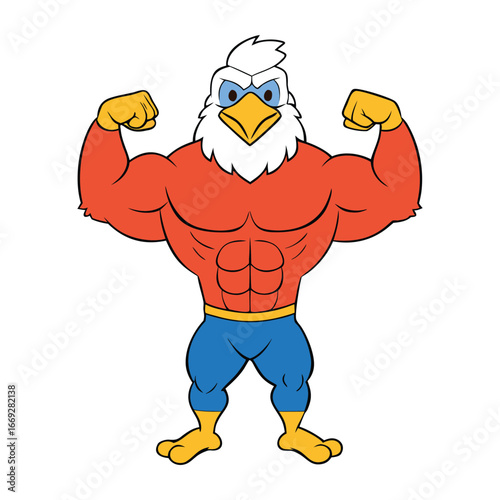 A bold strong eagle cartoon with wide wings, fierce eyes, and sharp beak, symbolizing courage and freedom in a fun, powerful style for kids and adults alike.
