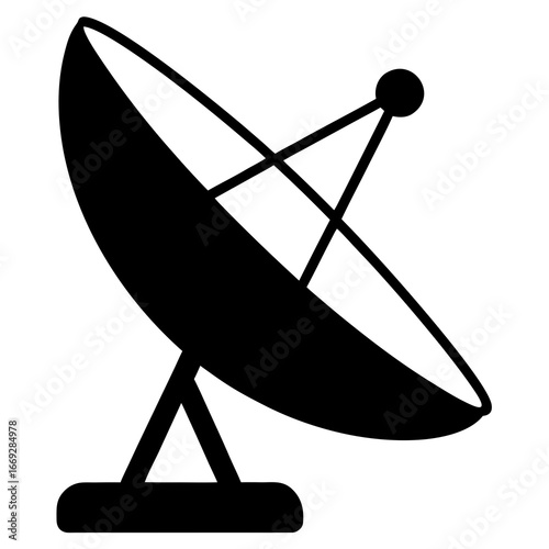 Simple Black Silhouette of a Satellite Dish Vector Icon for Creative Projects