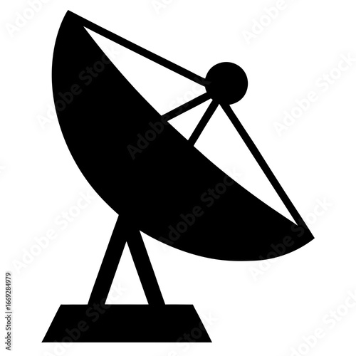 Simple Black Silhouette of a Satellite Dish Vector Icon for Creative Projects
