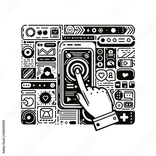 Finger tapping screen for icon interactivity