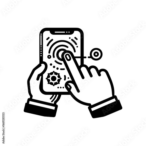 Finger tapping screen for icon interactivity