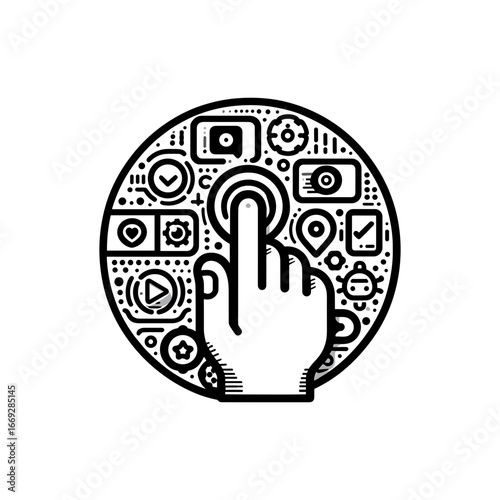Finger tapping screen for icon interactivity