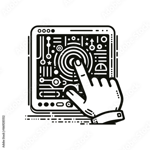 Finger tapping screen for icon interactivity