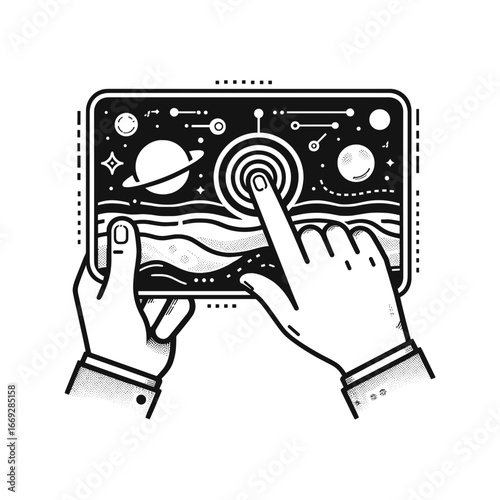 Finger tapping screen for icon interactivity