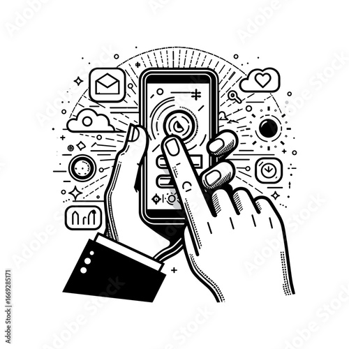 Finger tapping screen for icon interactivity