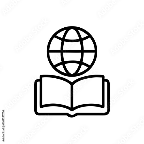 Book With Globe Icon for Web and Graphic Design